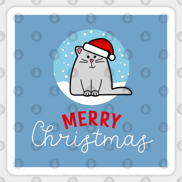 Merry Christmas Santa Cat - Cute Cat Lover Sticker by Elsie Bee Designs